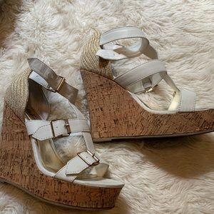 White wedge sandals
